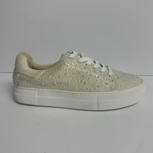 Betsey Johnson Cream and Gold Sneakers - Picture 1 of 6